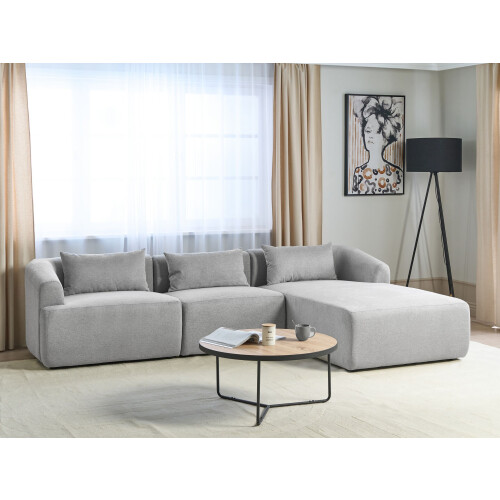 Beliani Corner Sofa 3 Seater SVANSELE Fabric Grey Left Hand 1