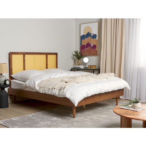 Beliani Bed Rattan AURAY 160 x 200 cm (EU King Size) Brown 2