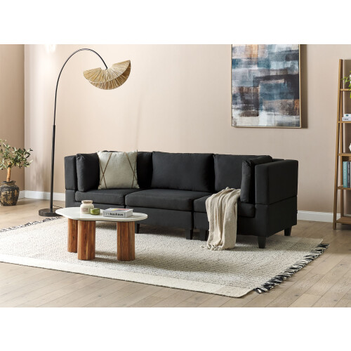 Beliani Modular Sofa 3 Seater UNSTAD Black Fabric 2