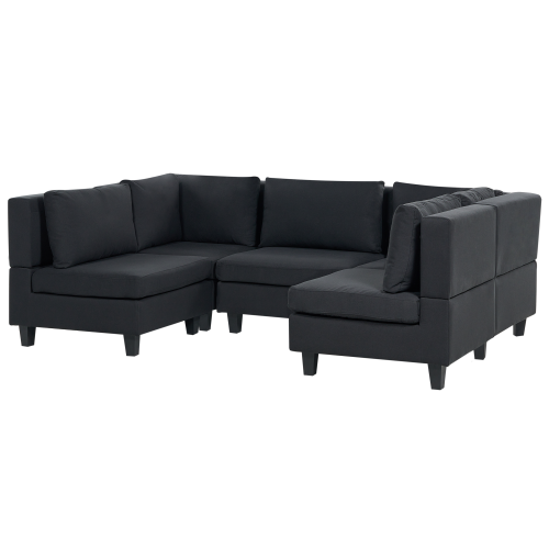 Beliani Modular U-Shape Sofa 5 Seater UNSTAD Fabric Black 1