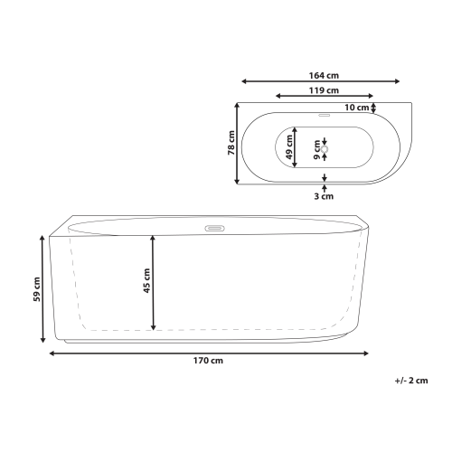 Beliani Corner Bath GOCTA 1700 x 780 mm White Right Hand 2