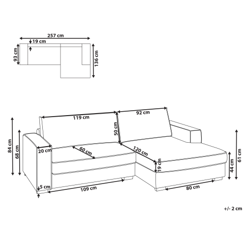 Beliani Corner Sofa RENDERS Fabric Light Beige Left Hand 2