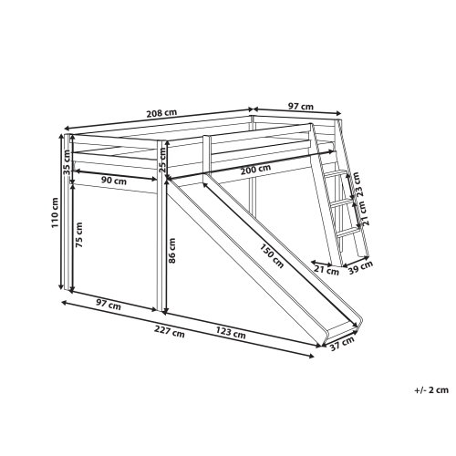 Beliani Mid Sleeper Bed Pine Wood STAPLE 90 x 200 cm (EU Single) with Slide White 2