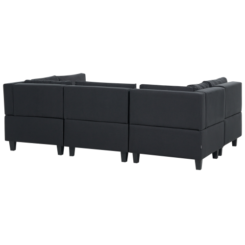 Beliani Modular U-Shape Sofa 5 Seater UNSTAD Fabric Black 2