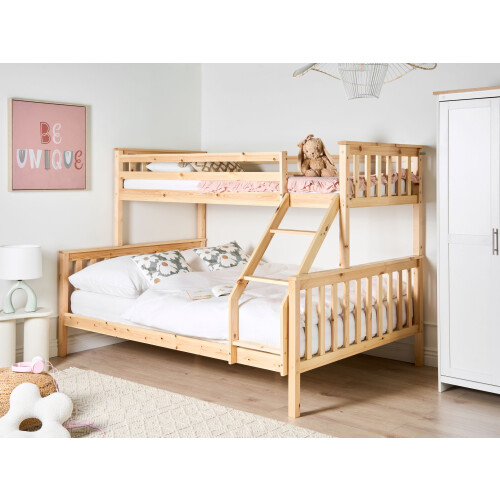Beliani Bunk Bed Pine Wood BIERNE 90/140 x 200 cm (EU Single Over Double) Light Brown 1