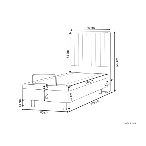 Beliani Adjustable Bed Fabric CASTELLAN 80 x 200 cm (EU Small Single) Beige 2