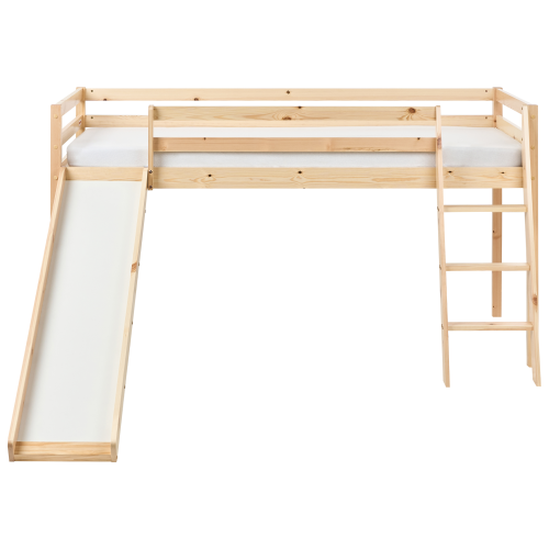Beliani Mid Sleeper Bed Pine Wood STAPLE 90 x 200 cm (EU Single) with Slide Light Brown 2