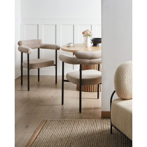 Beliani Set of 2 Dining Chairs LYNEY Fabric Beige 2