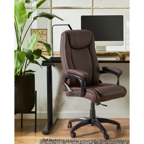 Beliani Executive Chair GRACEFUL Faux Leather Dark Brown 1