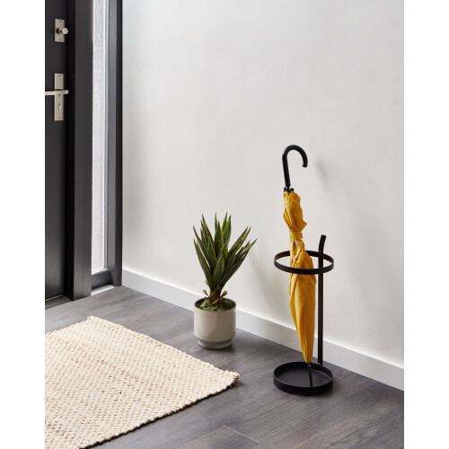 Beliani Umbrella Stand LOBAMBA Metal Black 1