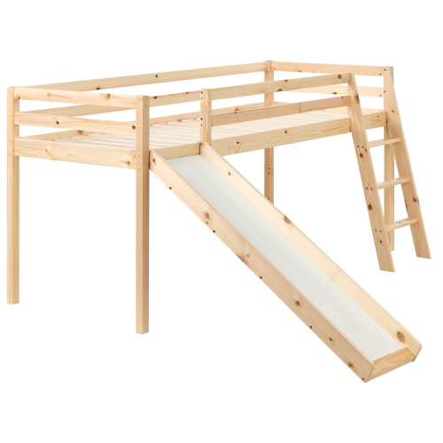 Beliani Mid Sleeper Bed Pine Wood STAPLE 90 x 200 cm (EU Single) with Slide Light Brown 1