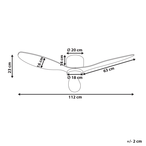 Beliani Ceiling Fan with Light VEMBAR with Remote LED White 2