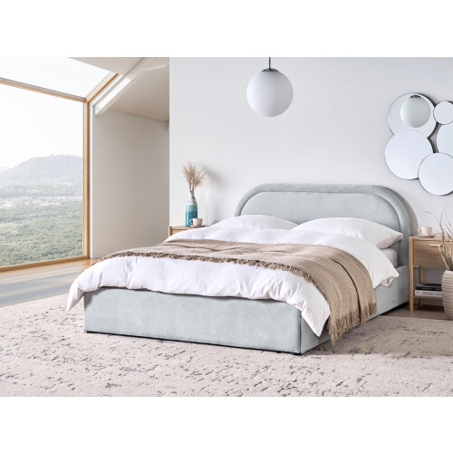 Beliani Ottoman Bed QUILLIEN Chenille Light Blue 140 x 200 cm (EU Double) 1
