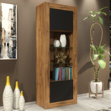 Display Cabinet 170cm Illume - Dark Oak & Black Matt Doors