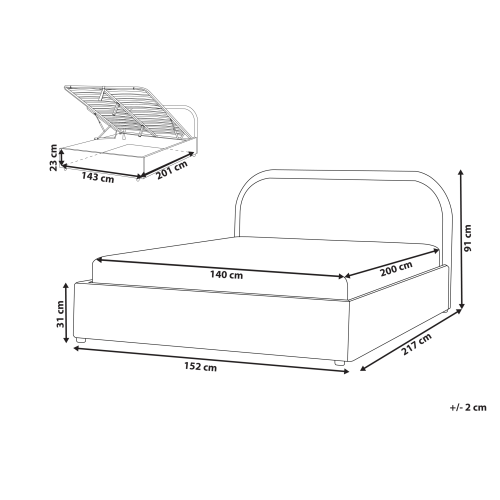 Beliani Ottoman Bed QUILLIEN Chenille Light Blue 140 x 200 cm (EU Double) 2