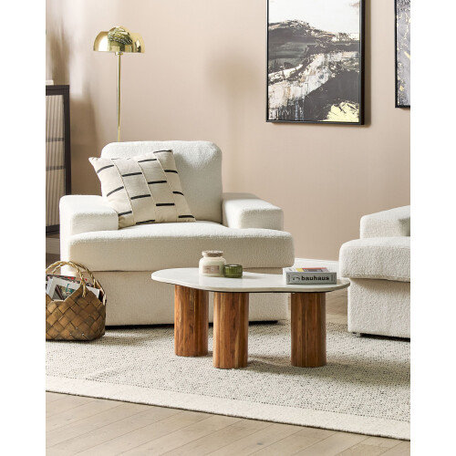 Beliani Set of 2 Armchairs ALLA Boucle Off-White 1
