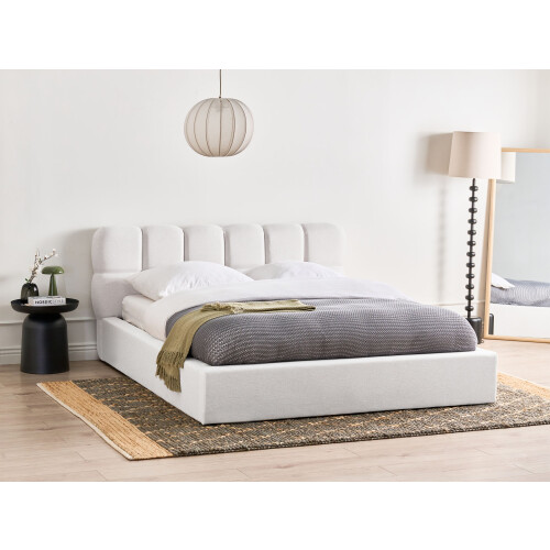 Beliani Ottoman Bed BASTON Fabric Off-White 160 x 200 cm (EU King Size) 1