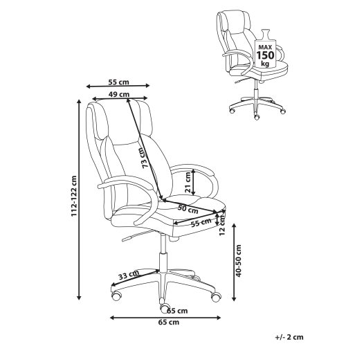 Beliani Executive Chair HONOR Faux Leather Black 2