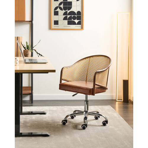 Beliani Desk Chair REDDING Faux Leather Brown 1
