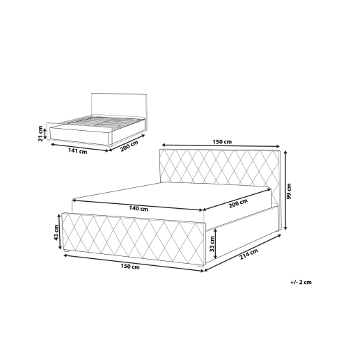 Beliani Ottoman Bed ROCHEFORT Boucle Off-White 140 x 200 cm (EU Double) 2