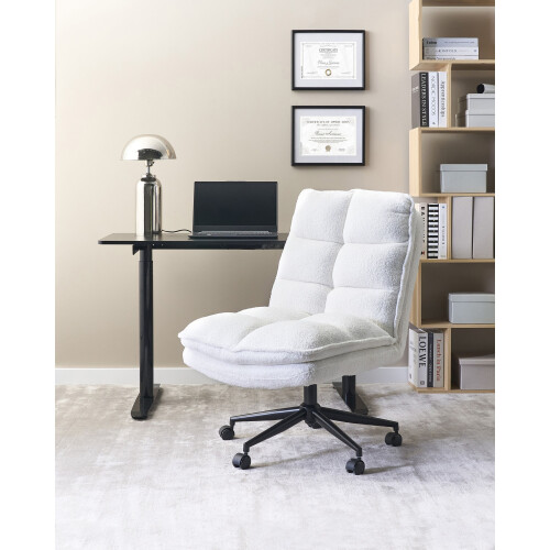 Beliani Office Chair ADDISON Boucle White 1