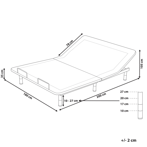 Beliani Electric Adjustable Bed Base BRUNOY 180 x 200 cm (Super King) Grey 2