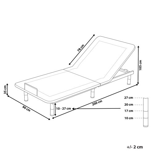 Beliani Electric Adjustable Bed Base BRUNOY 90 x 200 cm (EU Single) Grey 2