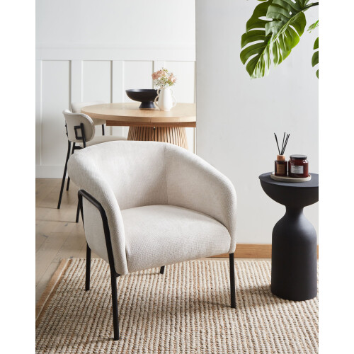 Beliani Armchair KROSSEN Fabric Light Beige 1