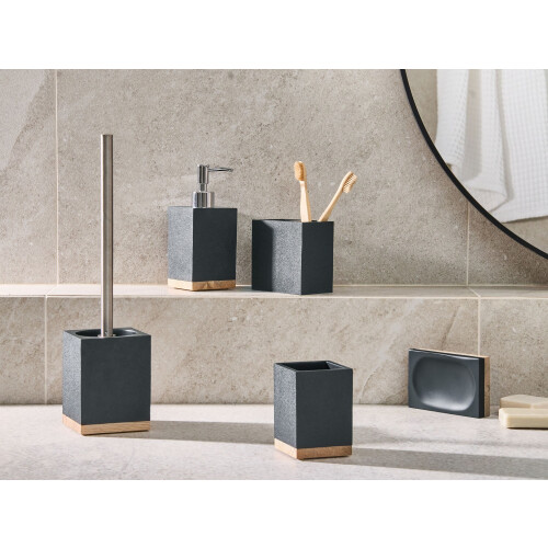 Beliani 5-Piece Bathroom Accessories Set TAPICHE Black 1