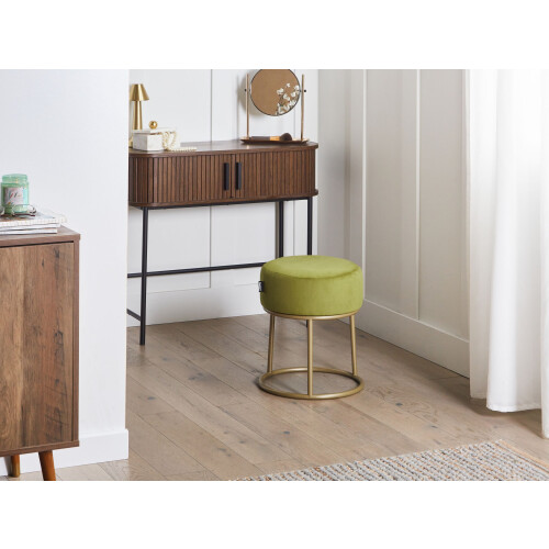 Beliani Footstool DELCO Velvet Lime Green 1