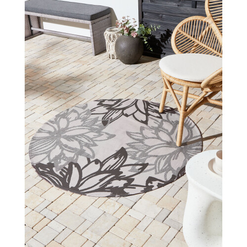 Beliani Outdoor Rug SOLAPUR Grey ø 120 cm 1