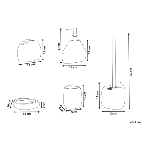 Beliani 5-Piece Bathroom Accessories Set COATA Light Grey 2