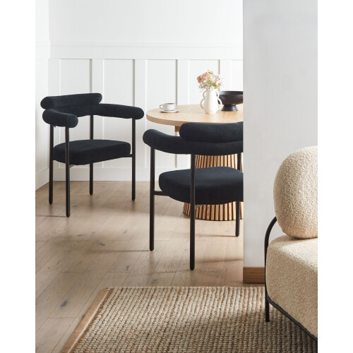 Beliani Set of 2 Dining Chairs LYNEY Fabric Black 1
