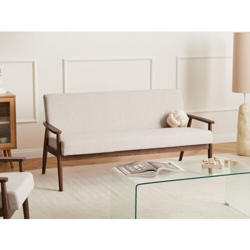 Beliani Sofa 3 Seater ESRUM Fabric Dark Brown/ Beige 1