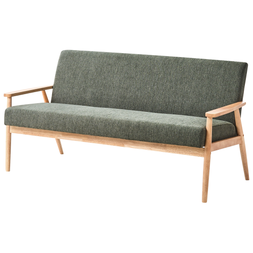 Beliani Sofa 3 Seater ESRUM Fabric Light Brown/ Green 1