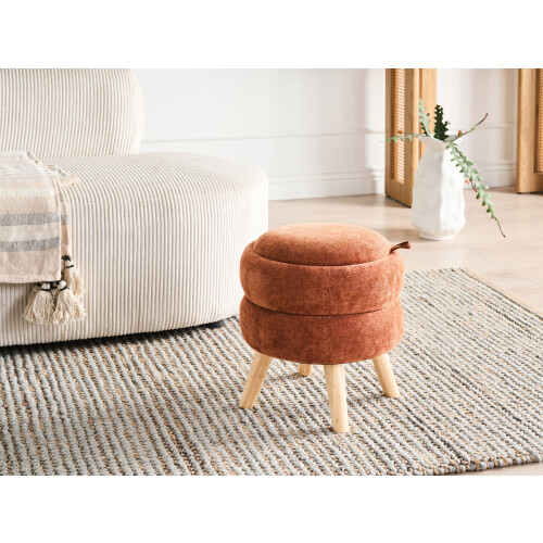 Beliani Storage Pouffe HAWLEY Chenille Golden Brown 1