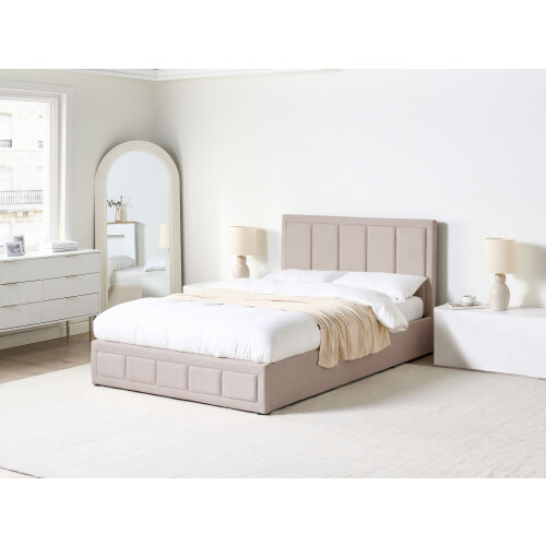 Beliani Ottoman Bed QUIBERON Fabric Beige 140 x 200 cm (EU Double) 1