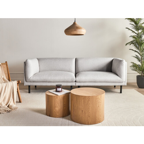 Beliani Sofa 3 Seater VORGOD Fabric Light Grey 1