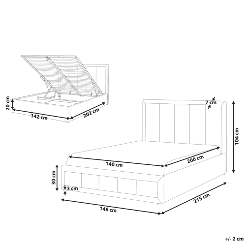 Beliani Ottoman Bed QUIBERON Fabric Beige 140 x 200 cm (EU Double) 2