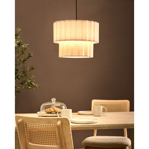 Beliani Pendant Lamp BELESSA Linen Light Beige 1