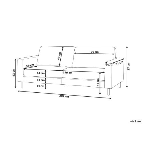 Beliani Sofa 3 Seater SAVALEN Fabric Off-White 2