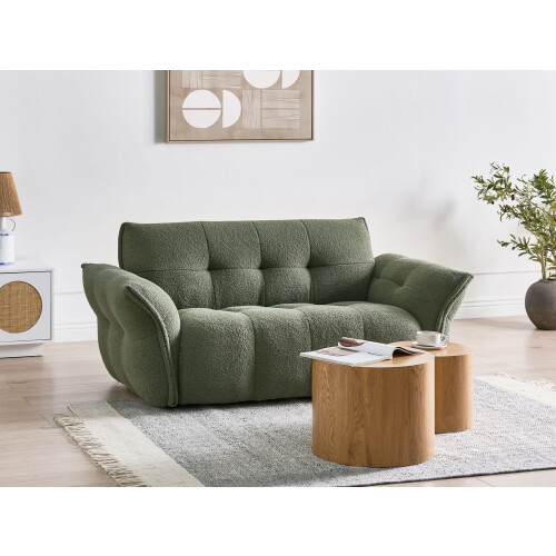 Beliani Sofa 2 Seater HALBA Boucle Green 1