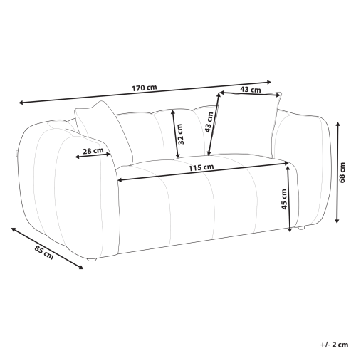 Beliani Sofa 2 Seater NESS Fabric Off-White 2