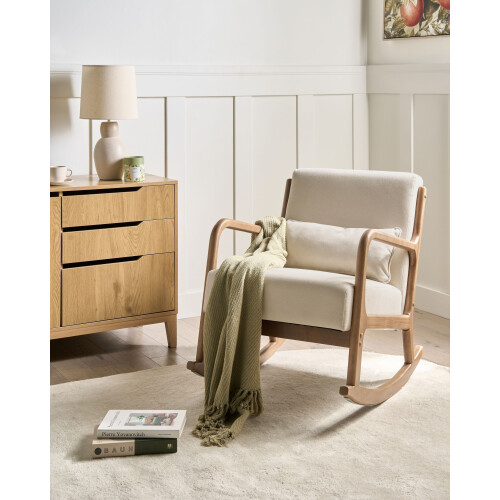 Beliani Rocking Chair SKOVDE Fabric Light Beige 1