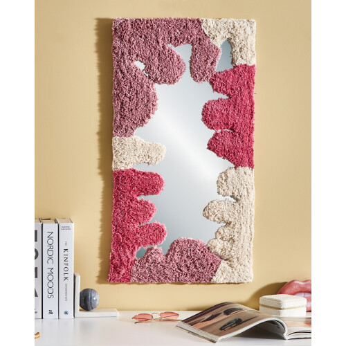 Beliani Wall Mirror CAGERI 41 cm 75 cm Cotton Pink 1