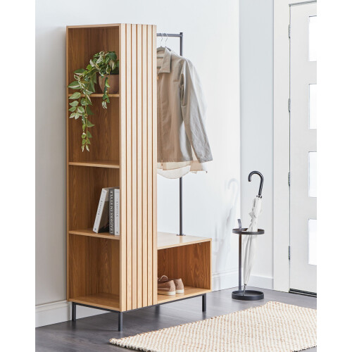 Beliani 5 Shelf Open Wardrobe LEANDRO Light Brown 1