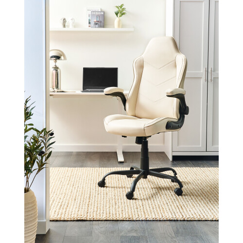 Beliani Office Chair TRIUMPHER Faux Leather Off-White 1