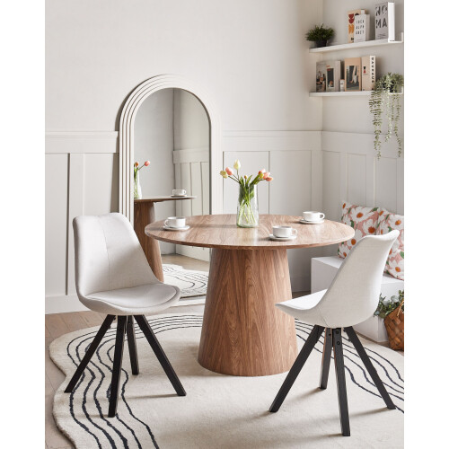 Beliani Set of 2 Dining Chairs HEDLEY Fabric Light Beige 1
