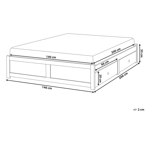 Beliani Bed with Storage Drawers without Headboard BRUX White 140 x 200 cm (EU Double) 2
