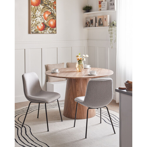 Beliani Set of 2 Dining Chairs LORIDA Fabric Light Grey 1